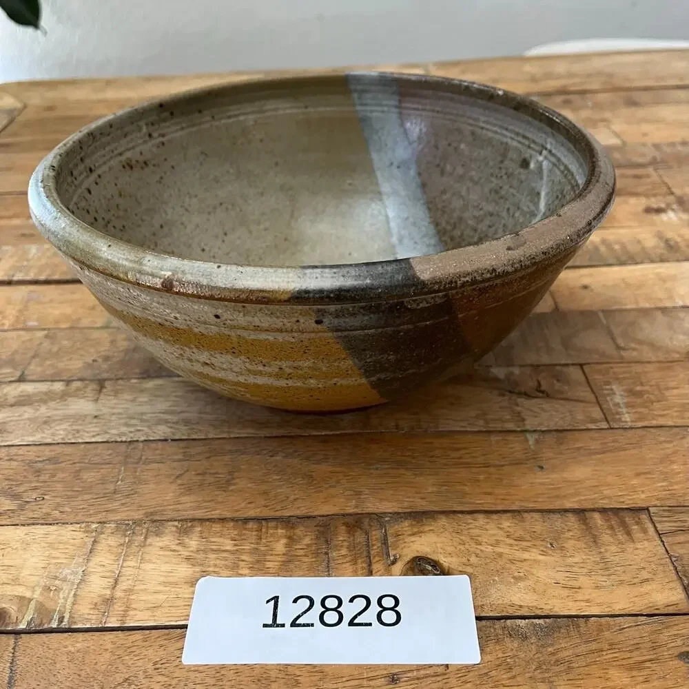 Studio Art Stoneware Bowl 9.75 in Blue & Gray Glaze Dipped Semi-Matte
